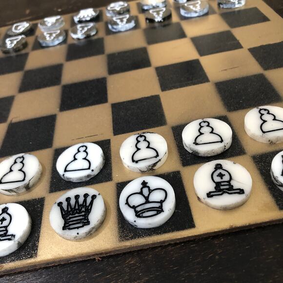 Painted Chess Set - Gold & Black - Picture 3 of 8